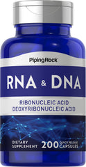 Piping Rock RNA DNA supplement bottle front with non-GMO and gluten-free badge.