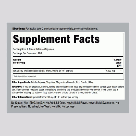 Piping Rock Tart Cherry Extract Capsules quick-release cap for fast dosing.