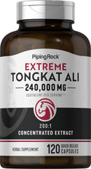 Piping Rock Tongkat Ali bottle front displaying 120 capsules for daily vitality