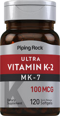 Piping Rock Vitamin K2 MK7 100 mcg bottle for daily wellness routines.