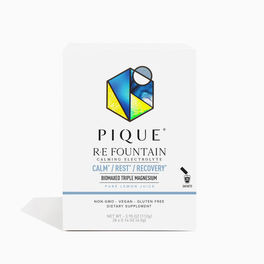 PIQUE RE Fountain packets ready to pour for calming hydration.