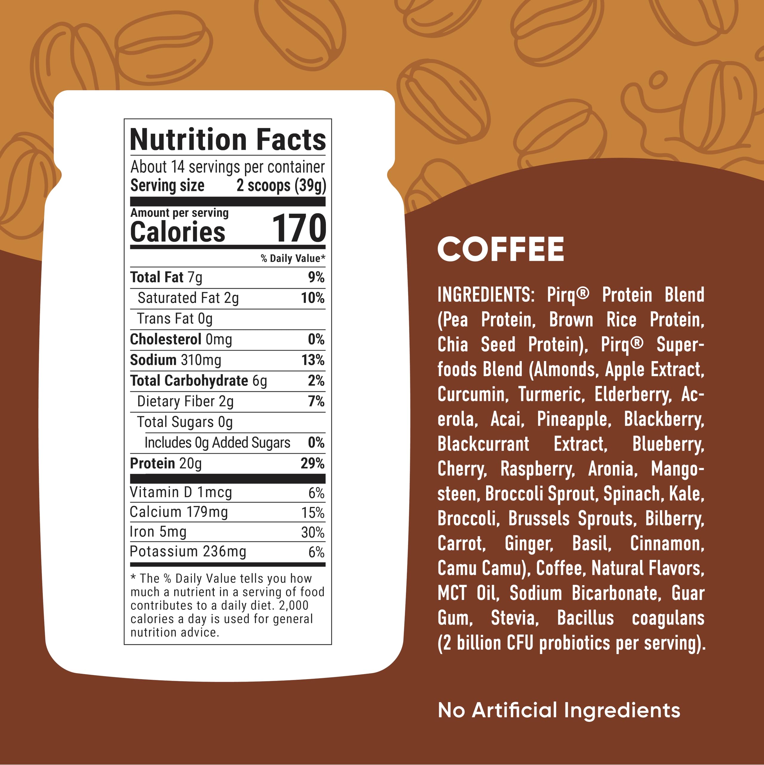 Pirq dairy-free protein scoop shows convenient, ready-to-make shakes.