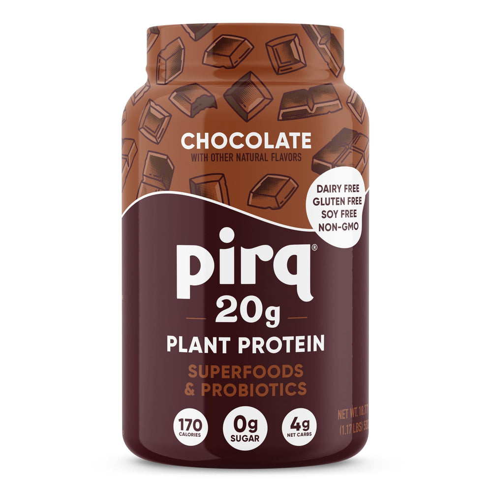 Pirq Dairy Free Protein Powder tub for on-the-go nutrition.