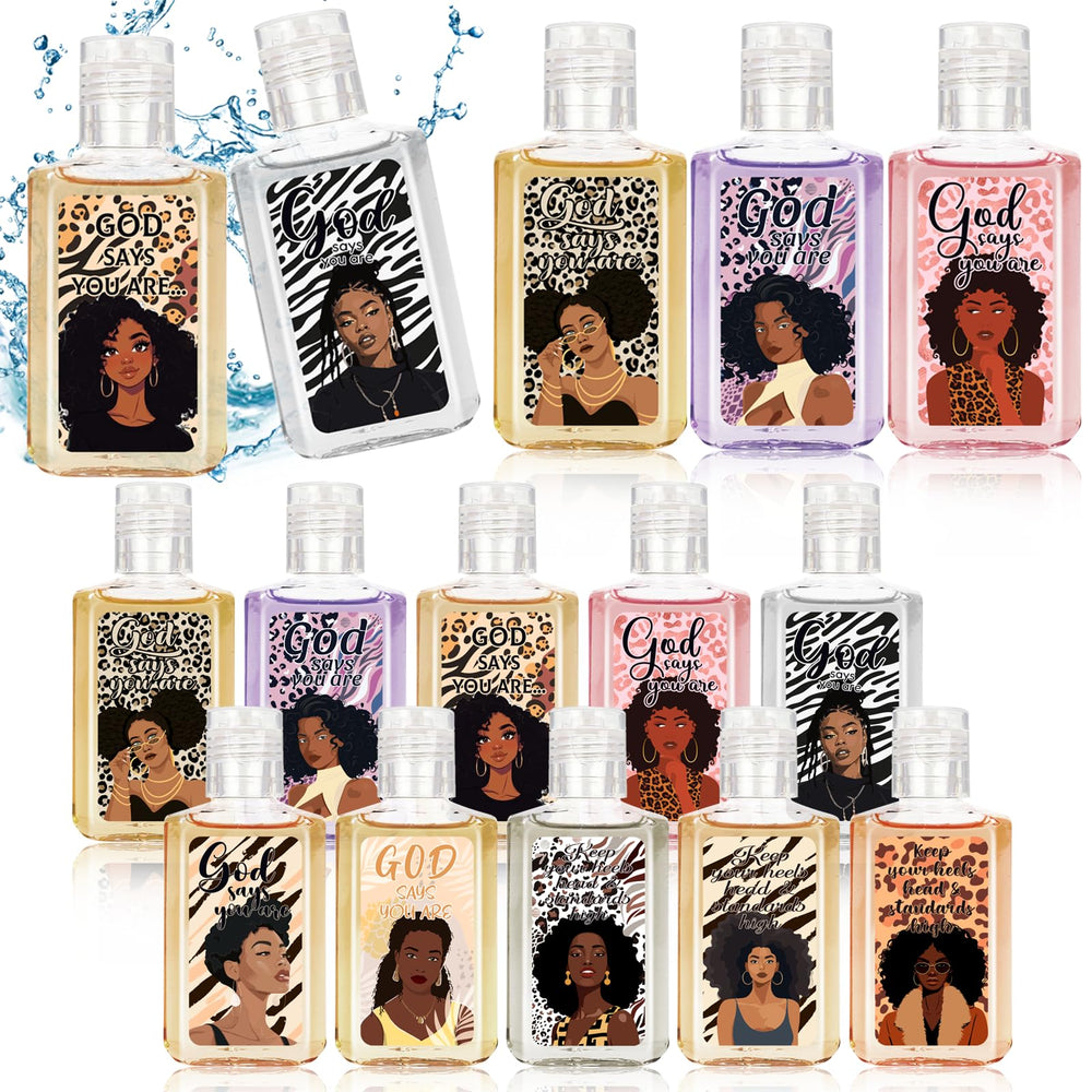 Piuaeue black women mini hand sanitizer design 01 promotes on-the-go cleansing with vibrant art