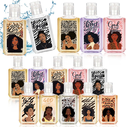 Piuaeue black women mini hand sanitizer design 01 promotes on-the-go cleansing with vibrant art