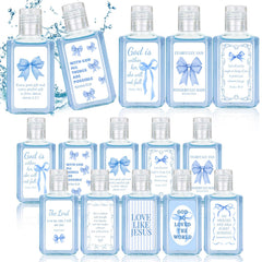 Piuaeue blue bow hand sanitizer with Bible verse for everyday calm and cleanliness.