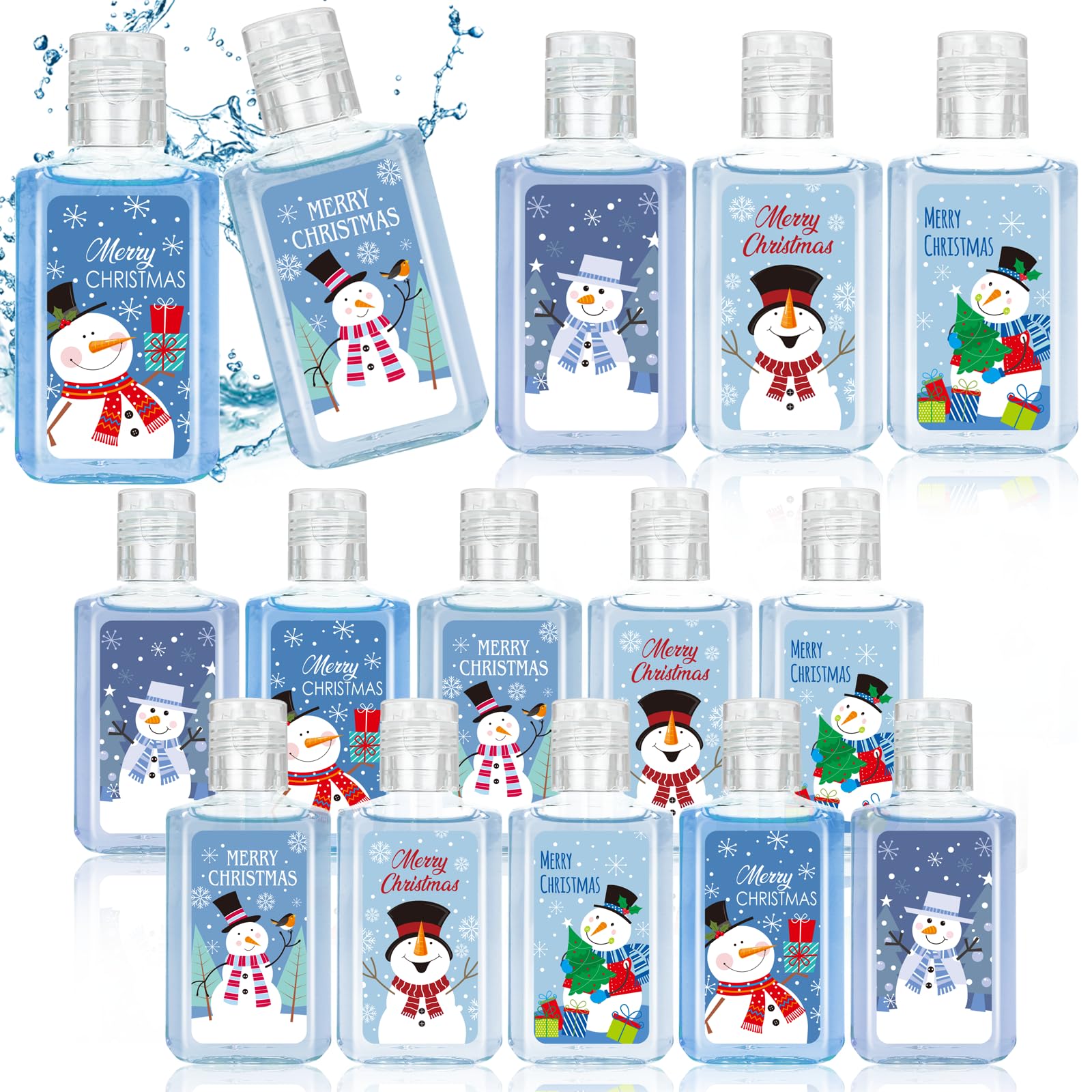 Piuaeue Christmas hand sanitizer snowman design, portable 1oz bottle, perfect stocking stuffer.
