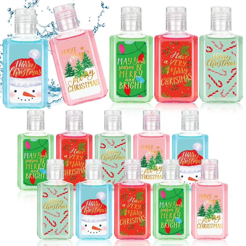 Piuaeue Christmas mini hand sanitizer set in festive colors for holiday gift bags.