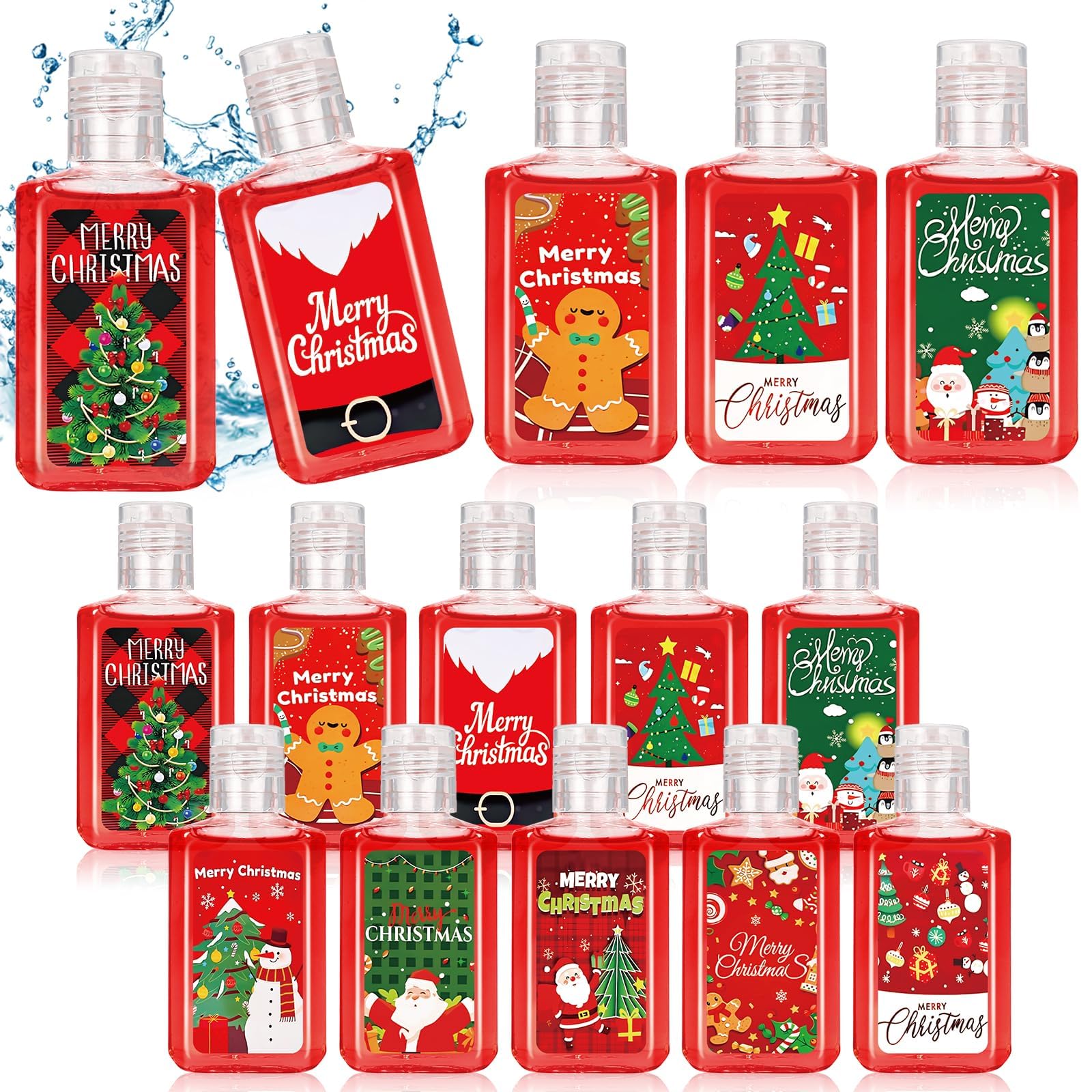 Piuaeue Christmas mini hand sanitizers with assorted patterns for festive gifting.