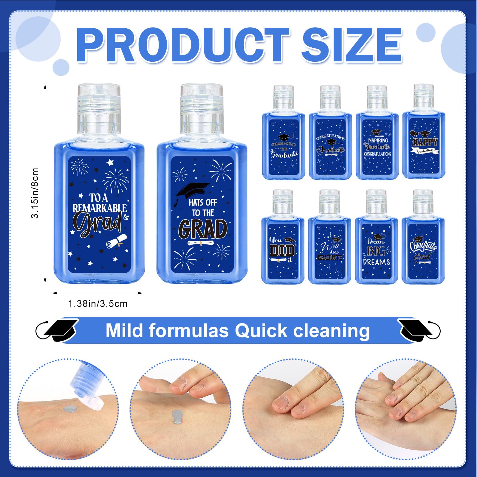 Piuaeue graduation mini hand sanitizer congrats cap label design for celebrations