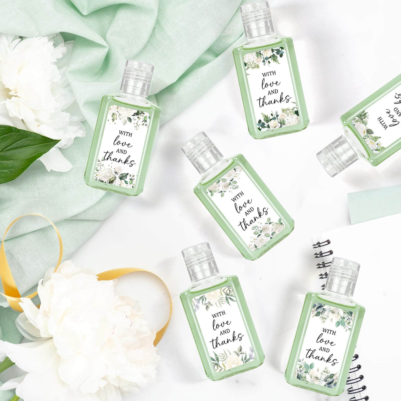 Piuaeue bulk hand sanitizer packs with flower design for events.