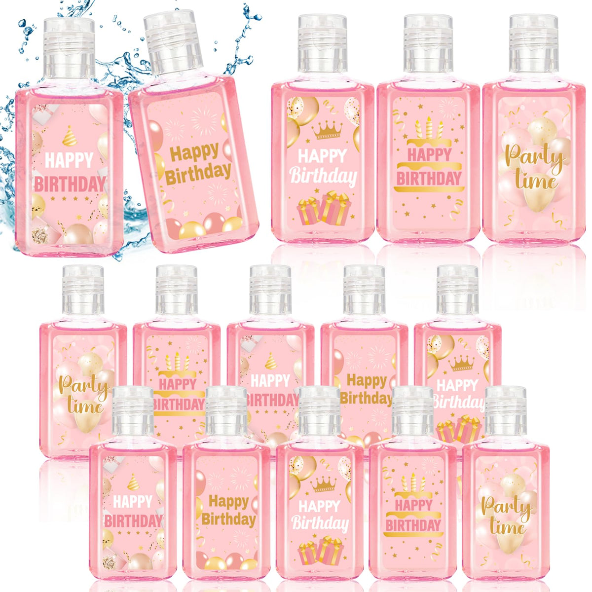 Piuaeue Happy Birthday hand sanitizer with balloon design for stylish party favors