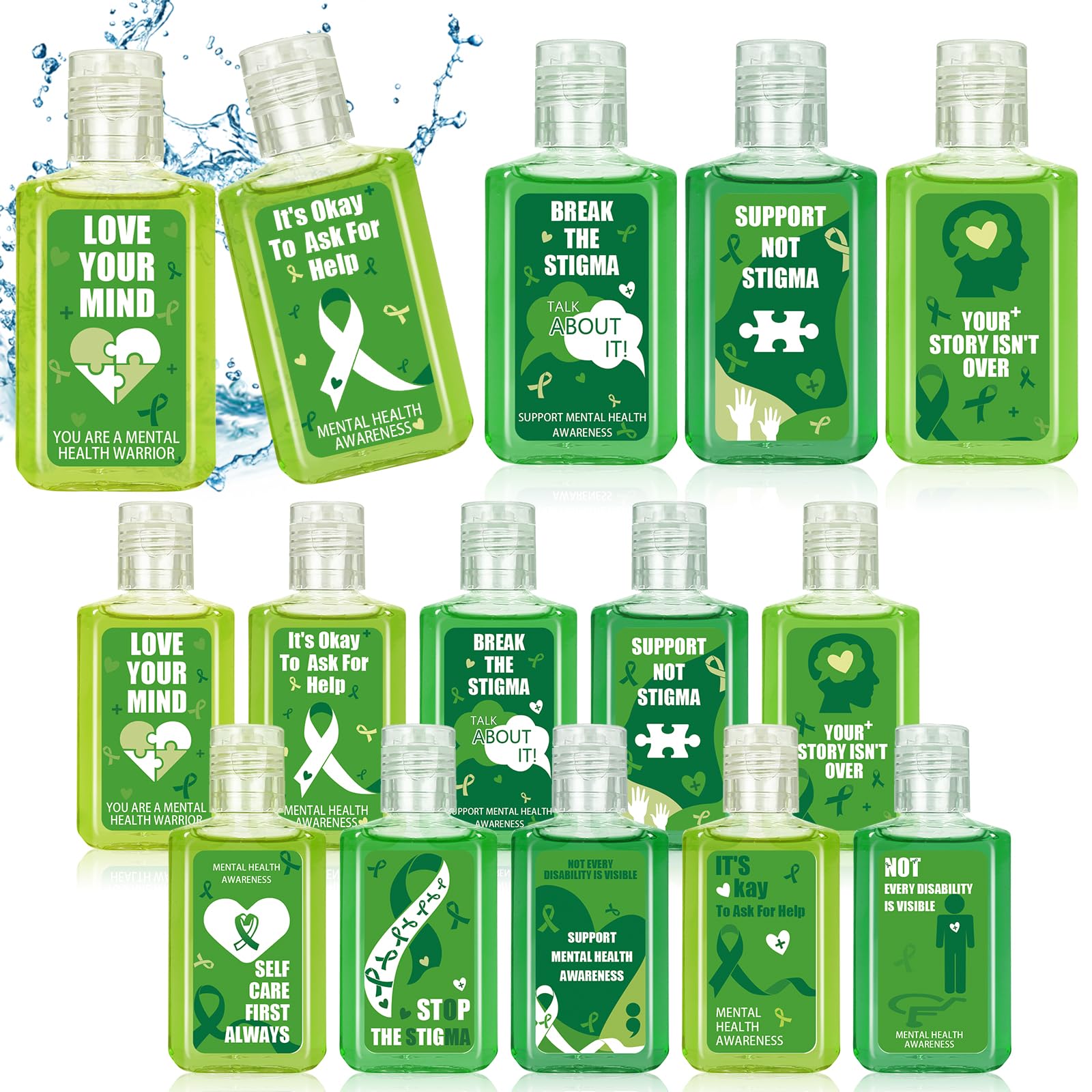 Piuaeue mental health awareness hand sanitizer 1oz bottle for on-the-go protection.