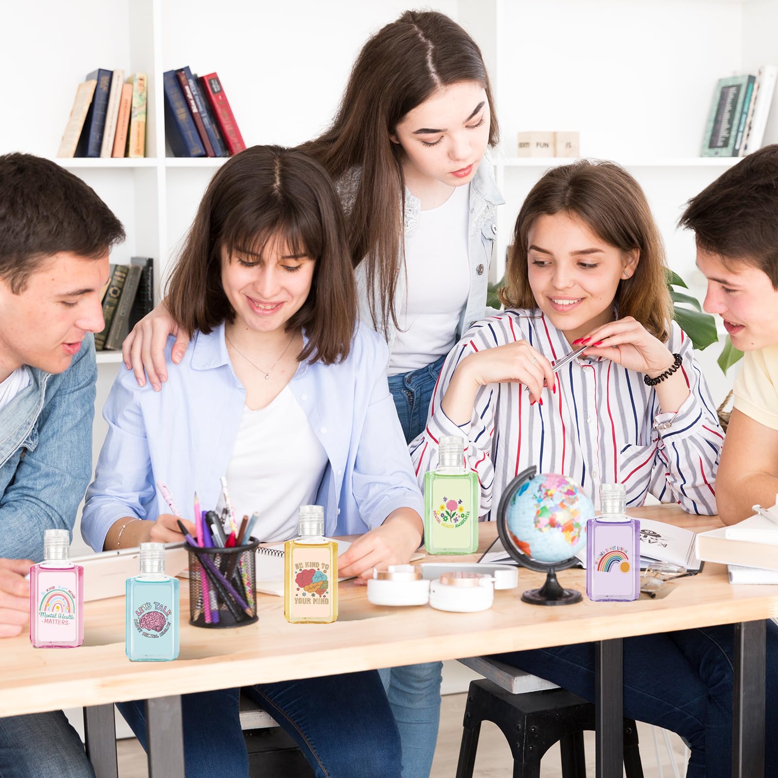 Piuaeue hand sanitizer design collection featuring 10 positive quotes.