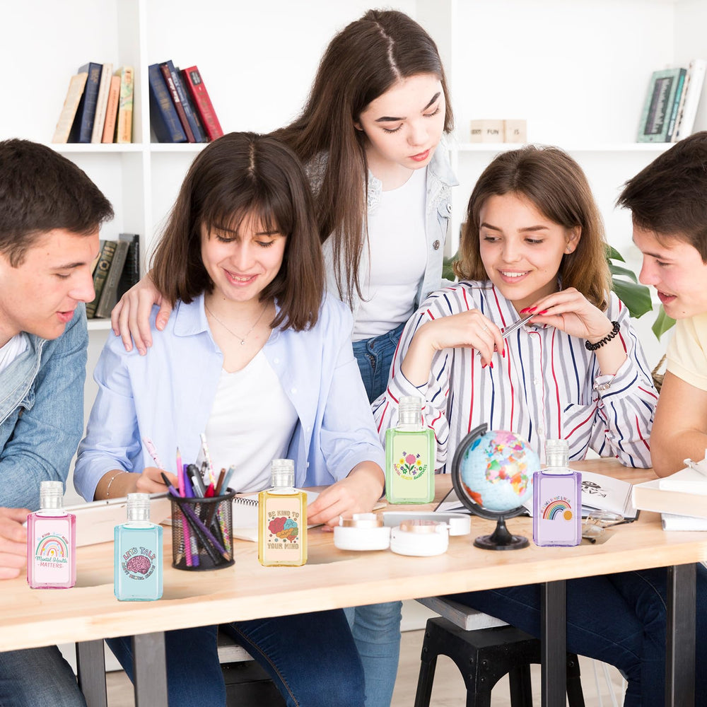Piuaeue hand sanitizer design collection featuring 10 positive quotes.