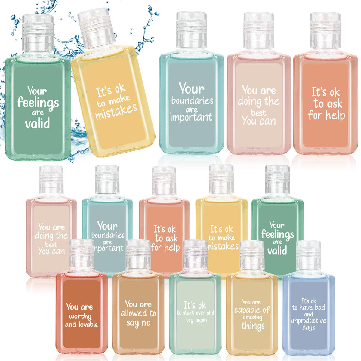 Piuaeue mental-health hand sanitizer with colorful quote design for daily encouragement.