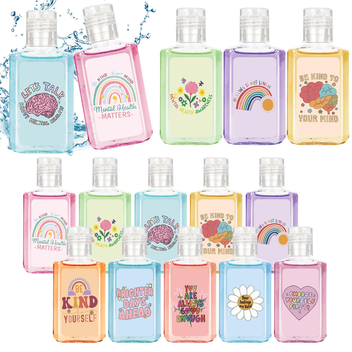 Piuaeue mental health hand sanitizer with quote designs for daily encouragement.