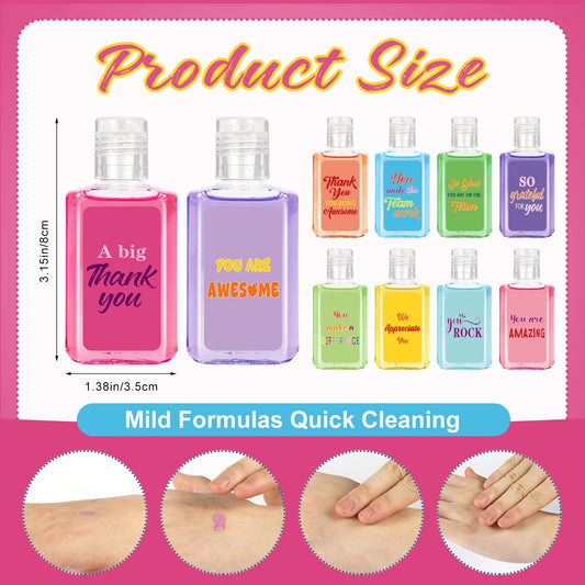 Piuaeue mini 1oz sanitizer with label designs, ideal for gifting colleagues.