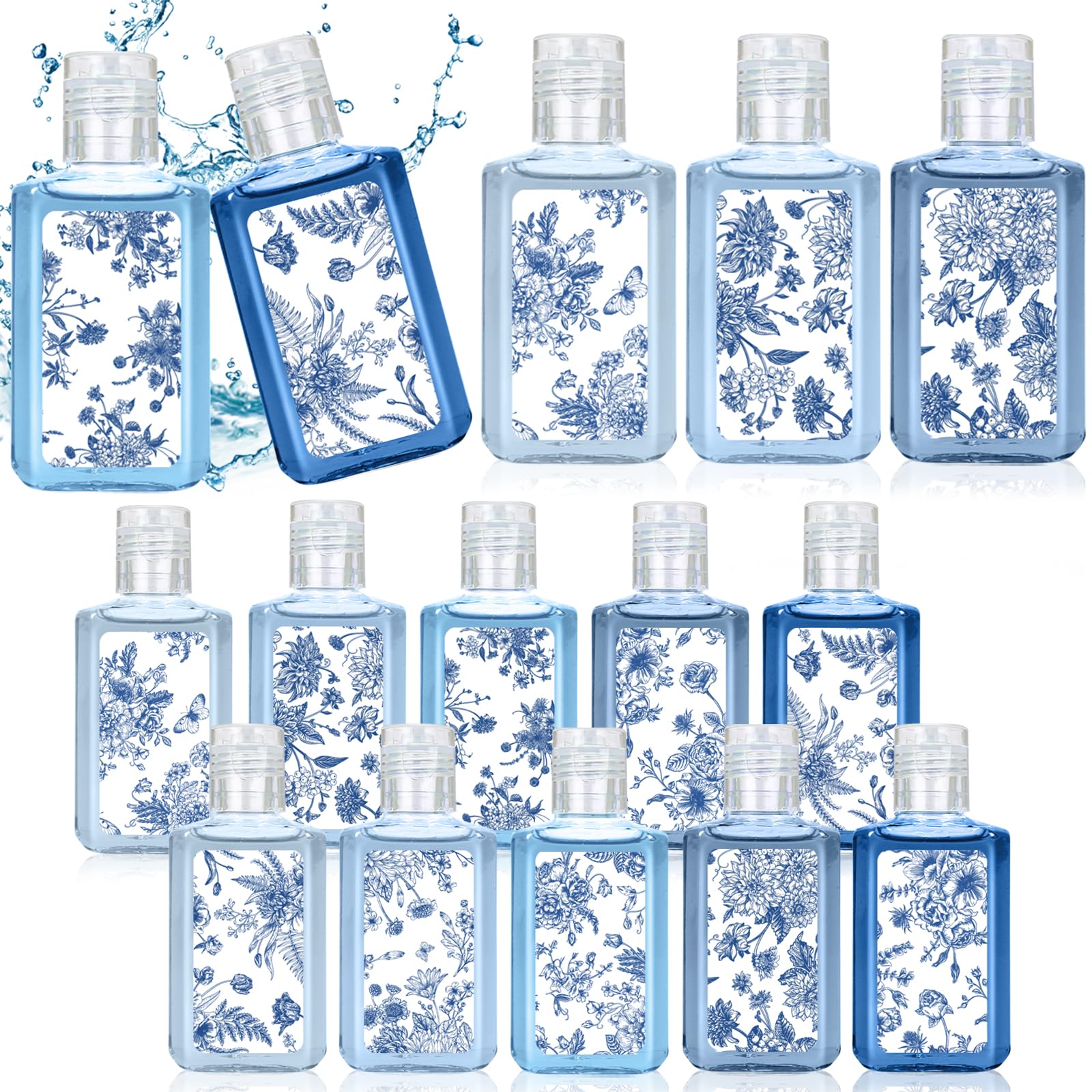 Piuaeue mini hand sanitizer with blue and white flower design, perfect wedding favors