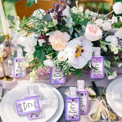 Piuaeue purple flower design label, elegant guest gifts.