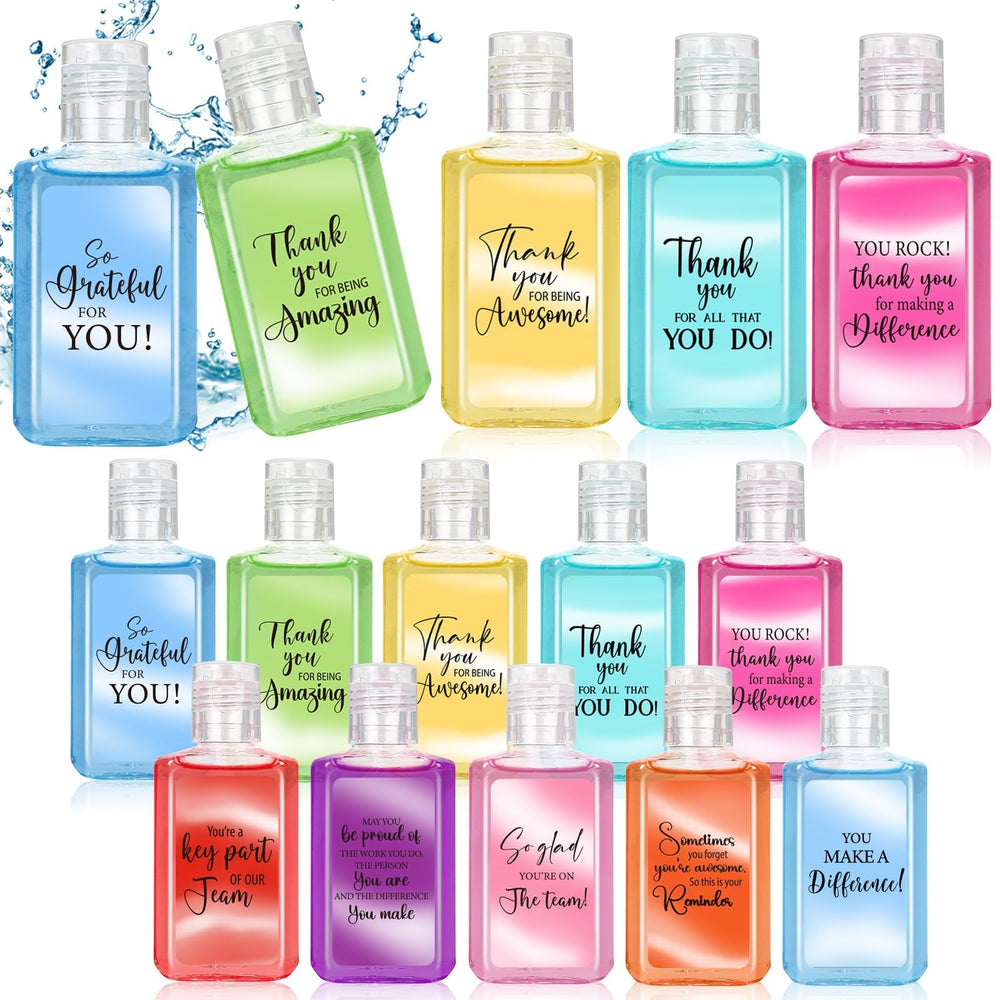 Piuaeue mini hand sanitizer bottle with a warm thank-you label, ideal for gifting.