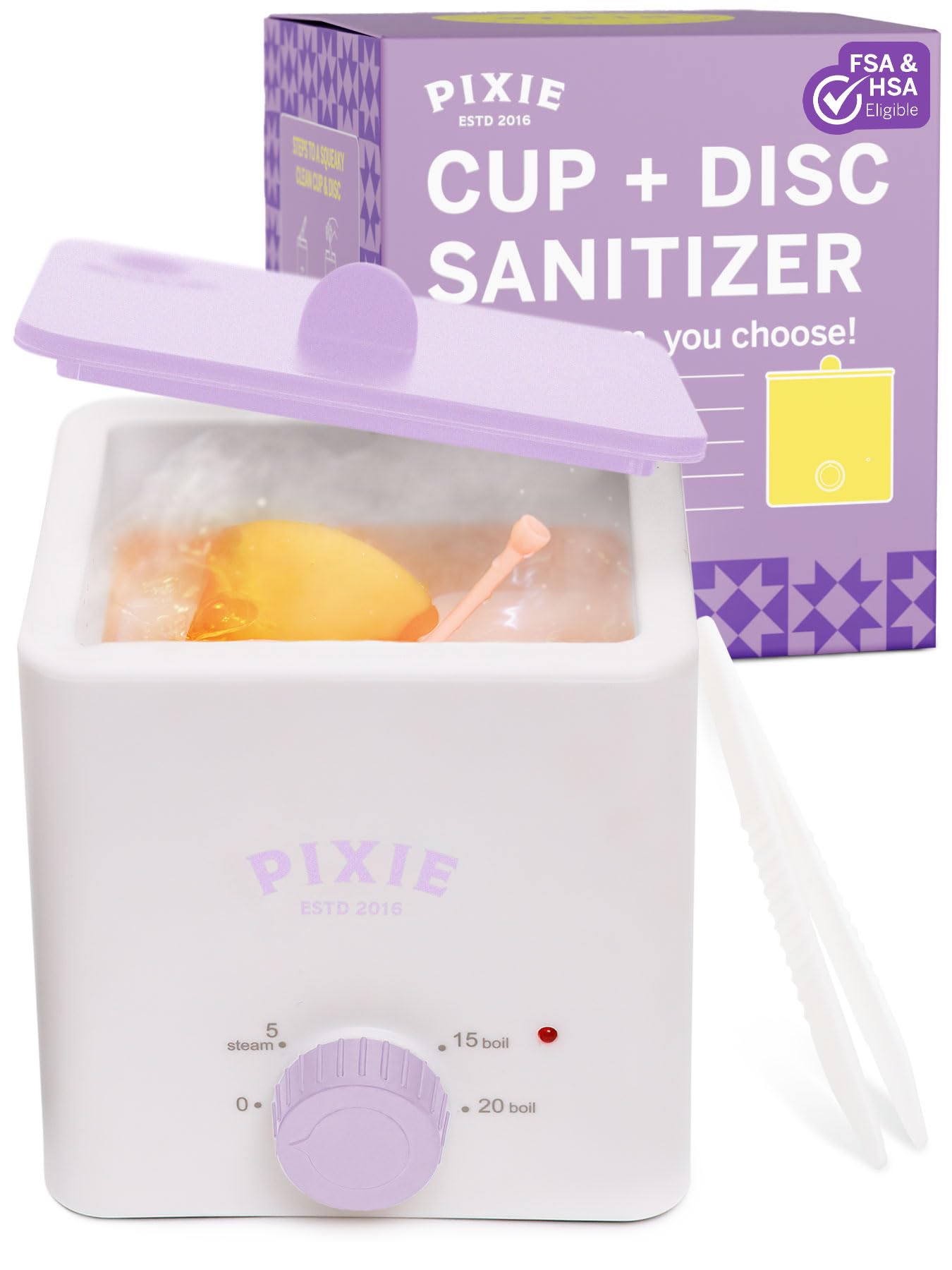 Pixie Cup boiler front view shows compact design for discreet, efficient sterilization.