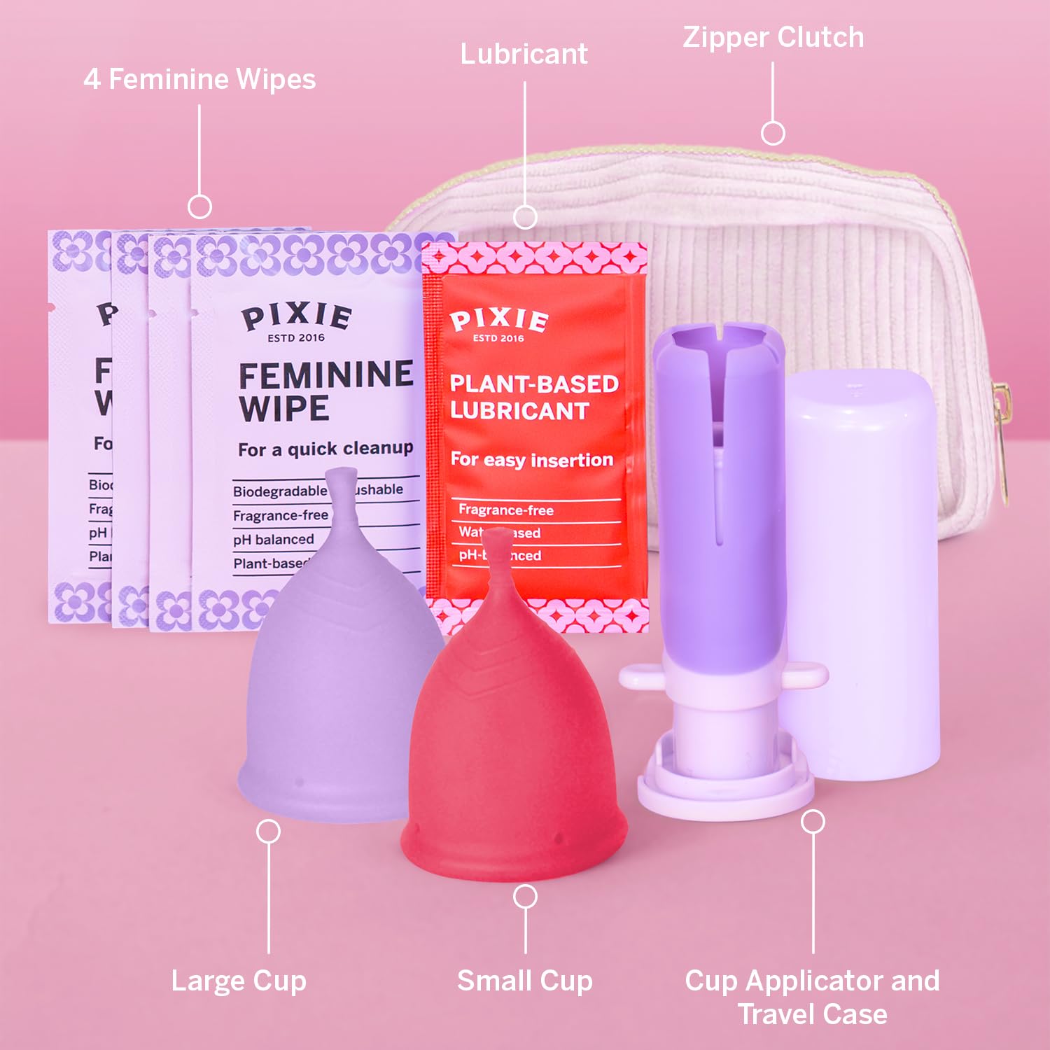 Pixie Cup medical-grade silicone ensures metal-free, toxin-free comfort.