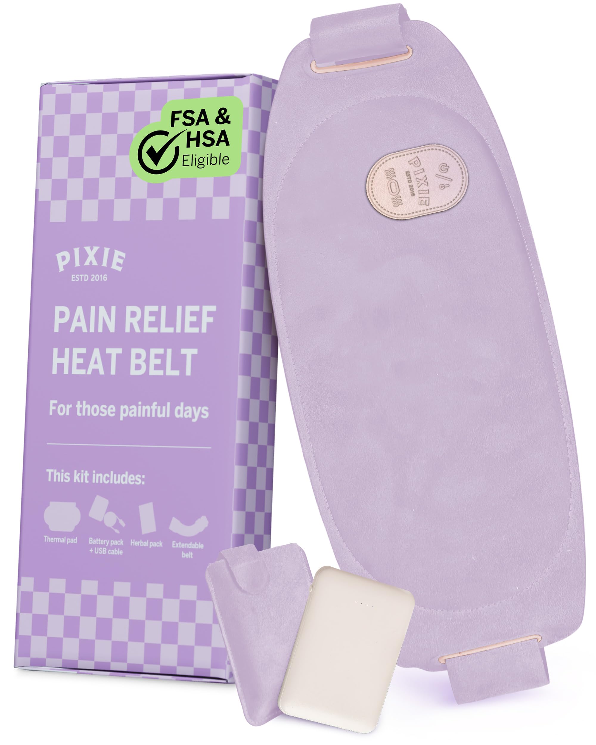 Pixie Cup period heating pad worn discreetly under clothing with steady warmth.