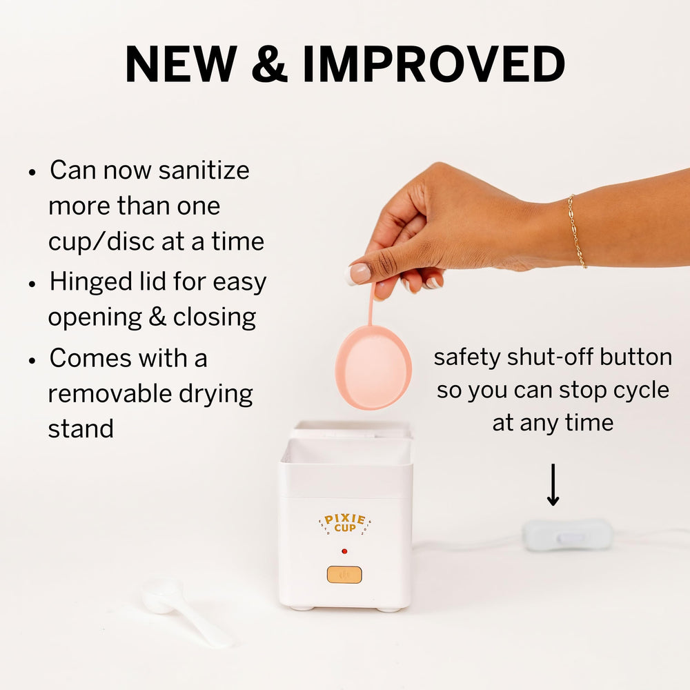Pixie Cup steam cleaner top view, control button and small footprint.