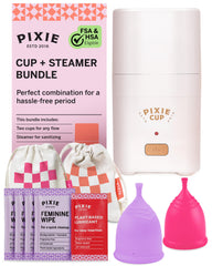 Pixie Cup sterilizer in action, fast 3-minute steam cleaning.