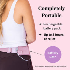 Pixie Cup wearable heat belt with adjustable XS to 3X fit for comfort.