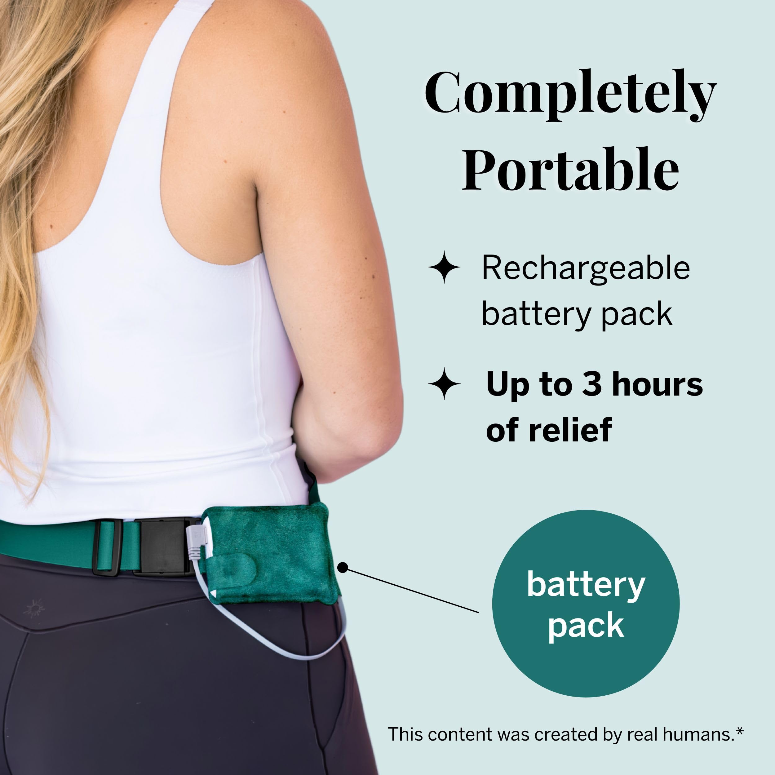 Pixie Cup wearable heat belt ready for portable relief on the go