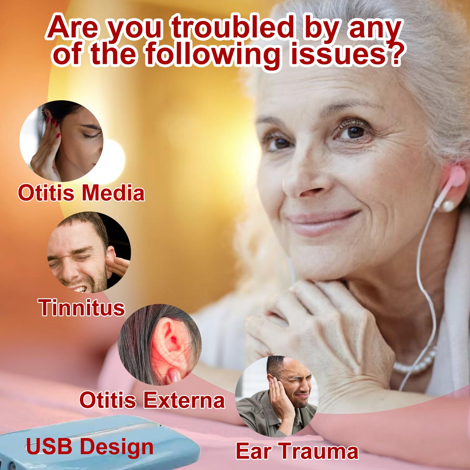 PJJKR red light therapy ears compact design for portable wellness