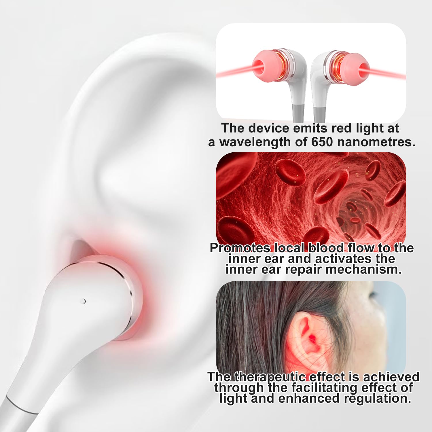 PJJKR red light therapy ears desk use for quick relief during work
