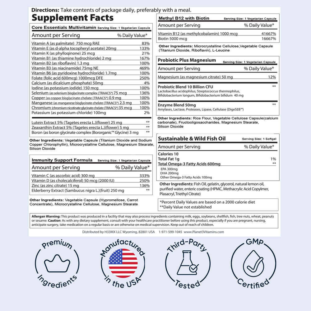 Planet 3 manufacturing emphasis on GMP-certified facilities and third-party testing.