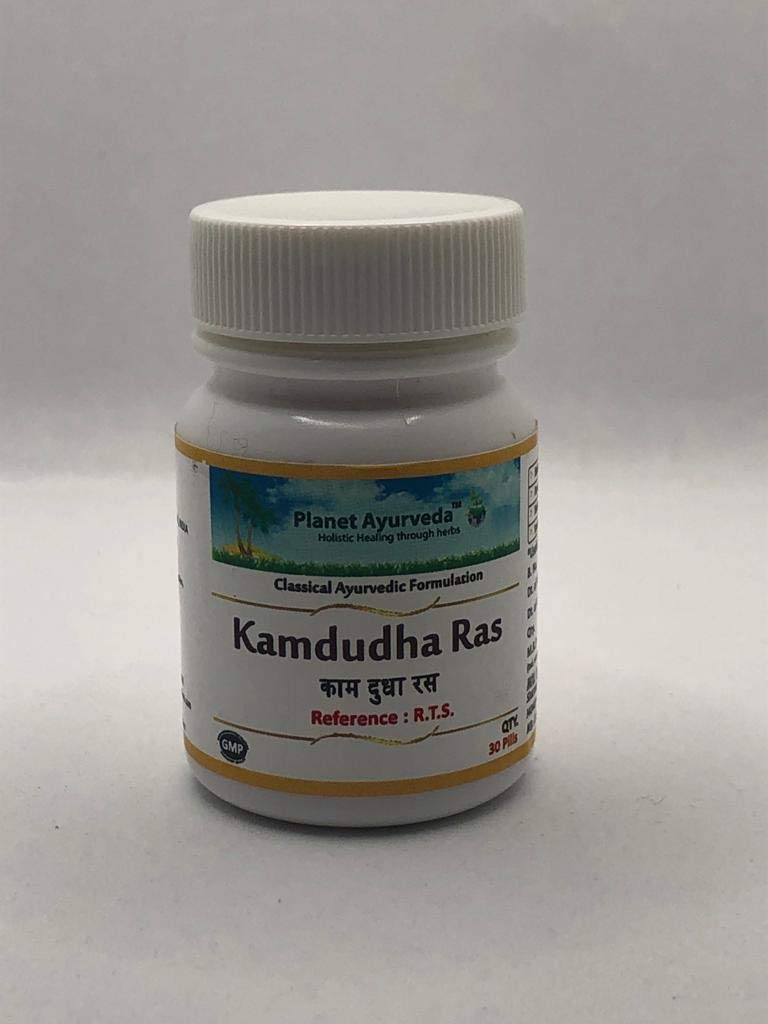 Planet Ayurveda Kamdudha Ras bottle for digestive comfort and cooling relief.