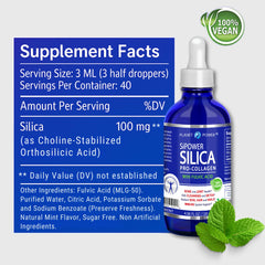 Planet Power SiPower Silica lab test seal indicating third-party quality checks.