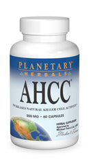 Planetary Herbals AHCC 500mg bottle front view for daily immune support.