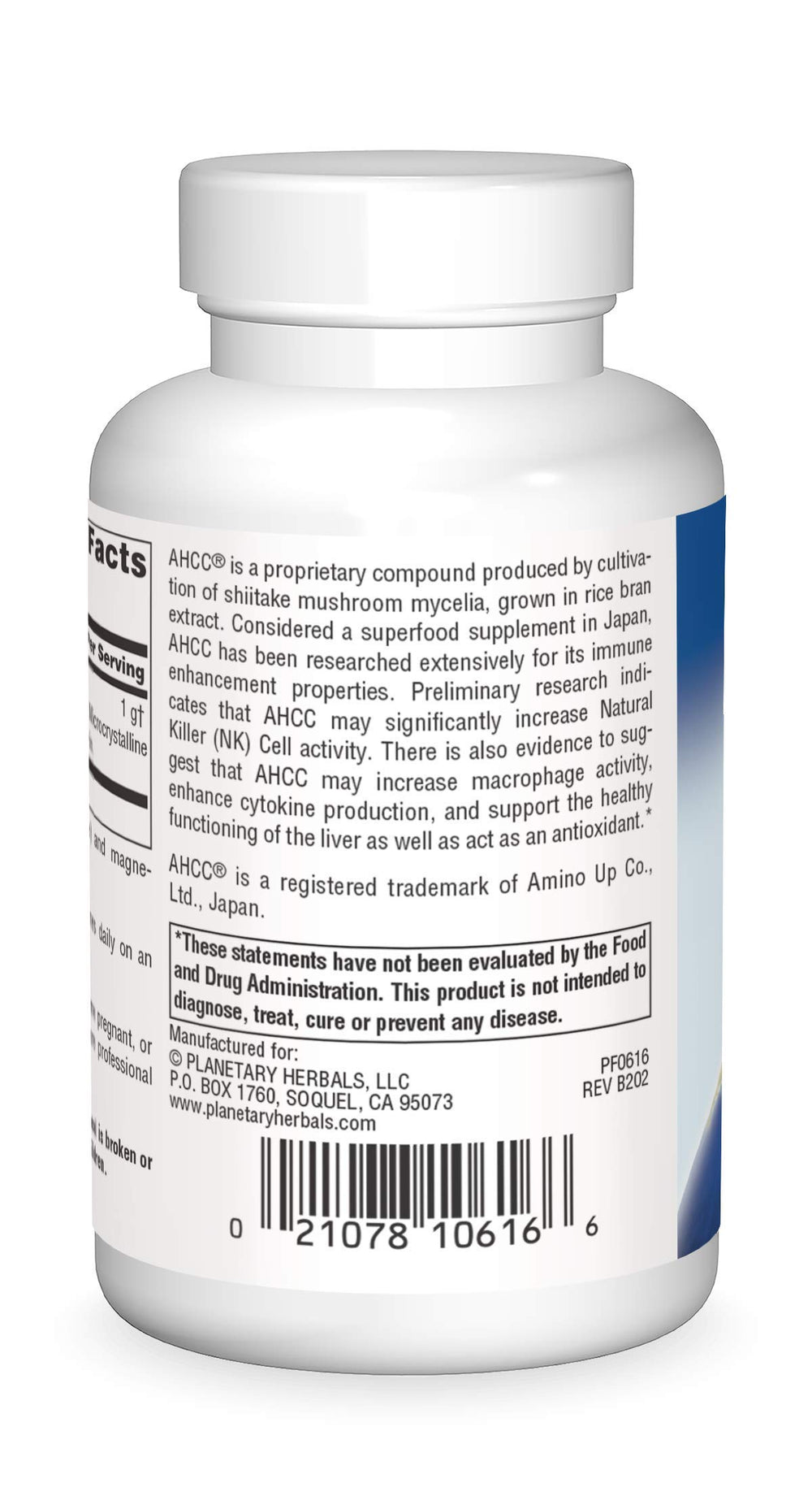 Planetary Herbals AHCC capsules close-up showing capsule form.