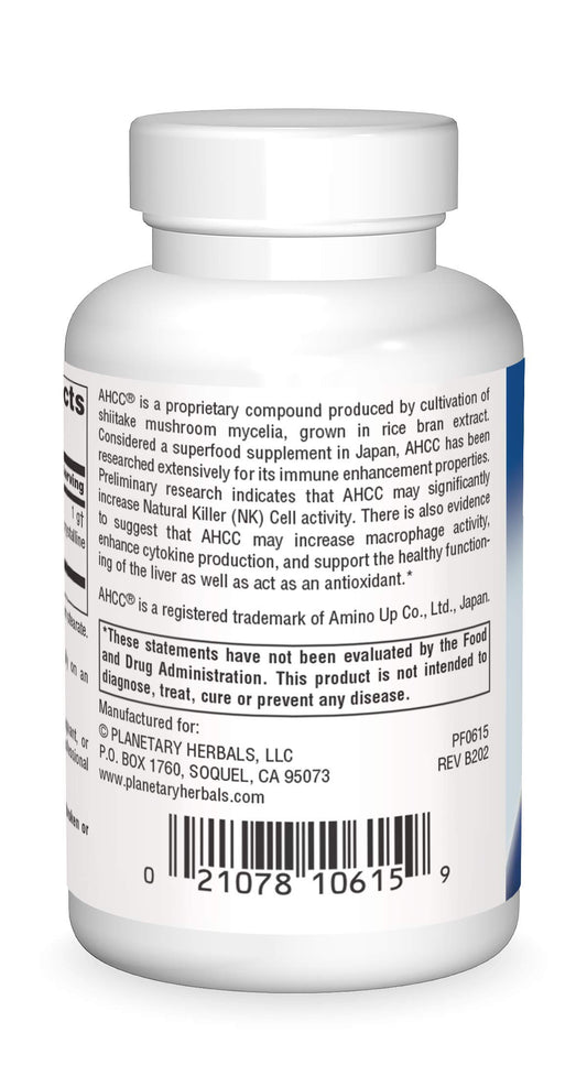 Planetary Herbals AHCC capsules close-up for convenient immune support