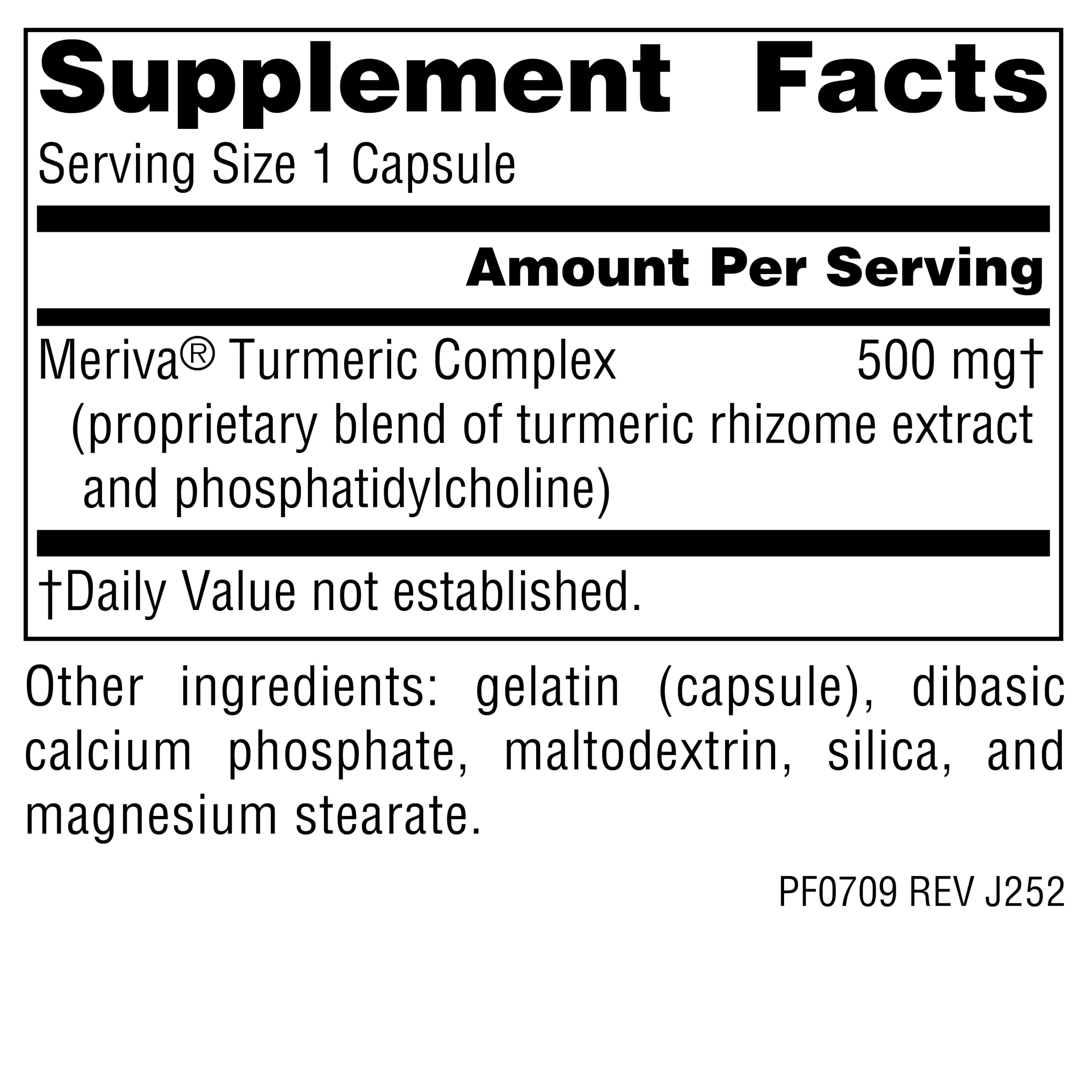 Planetary Herbals Turmeric Gold label close-up highlighting Meriva-enhanced absorption.