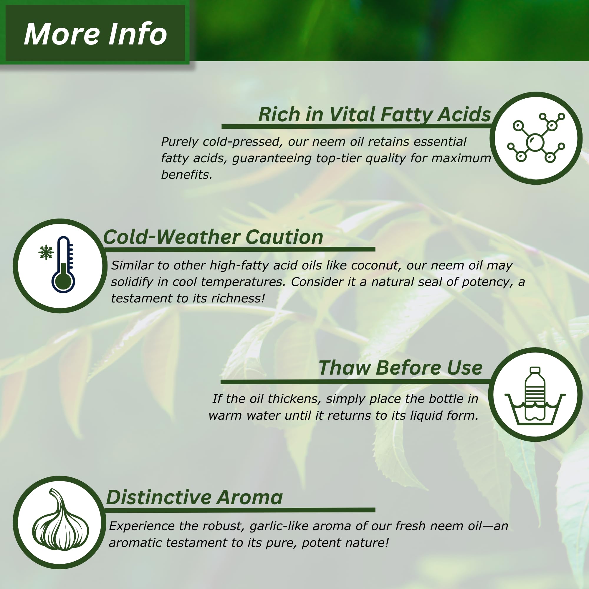Plant Mama Neem Oil packaging highlighting eco-friendly sourcing