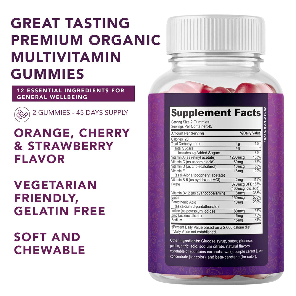Closeup of PLANT.O NUTRITION gummies highlights tasty fruit flavors for easy supplementation.