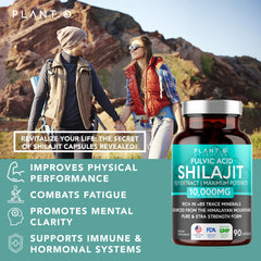 PLANT.O NUTRITION Shilajit label highlighting fulvic acid and minerals