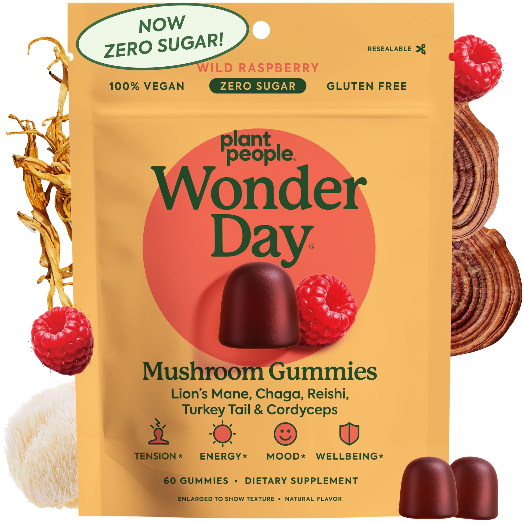 Plant People WonderDay gummies lionmane bottle supports daily focus and mood