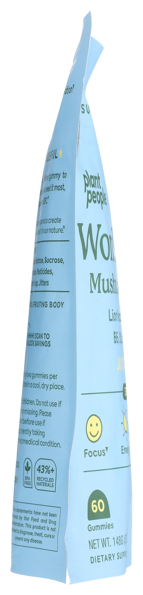 WonderFocus label highlights lion’s mane and cordyceps ingredients