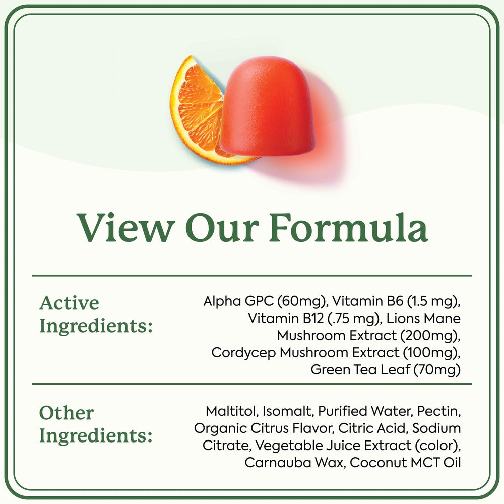 WonderFocus gummies showcase orange citrus flavor for easy snacking