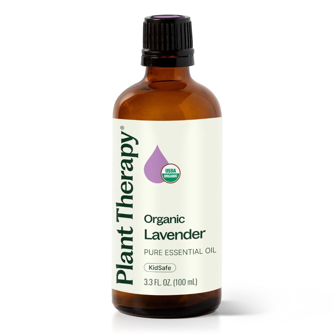 Plant Therapy lavender oil bottle for calming diffusion at night