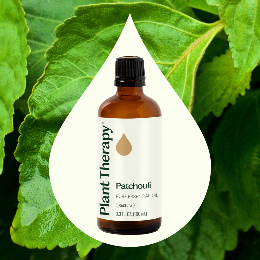 Plant Therapy Patchouli Oil used in skincare routines for balance.
