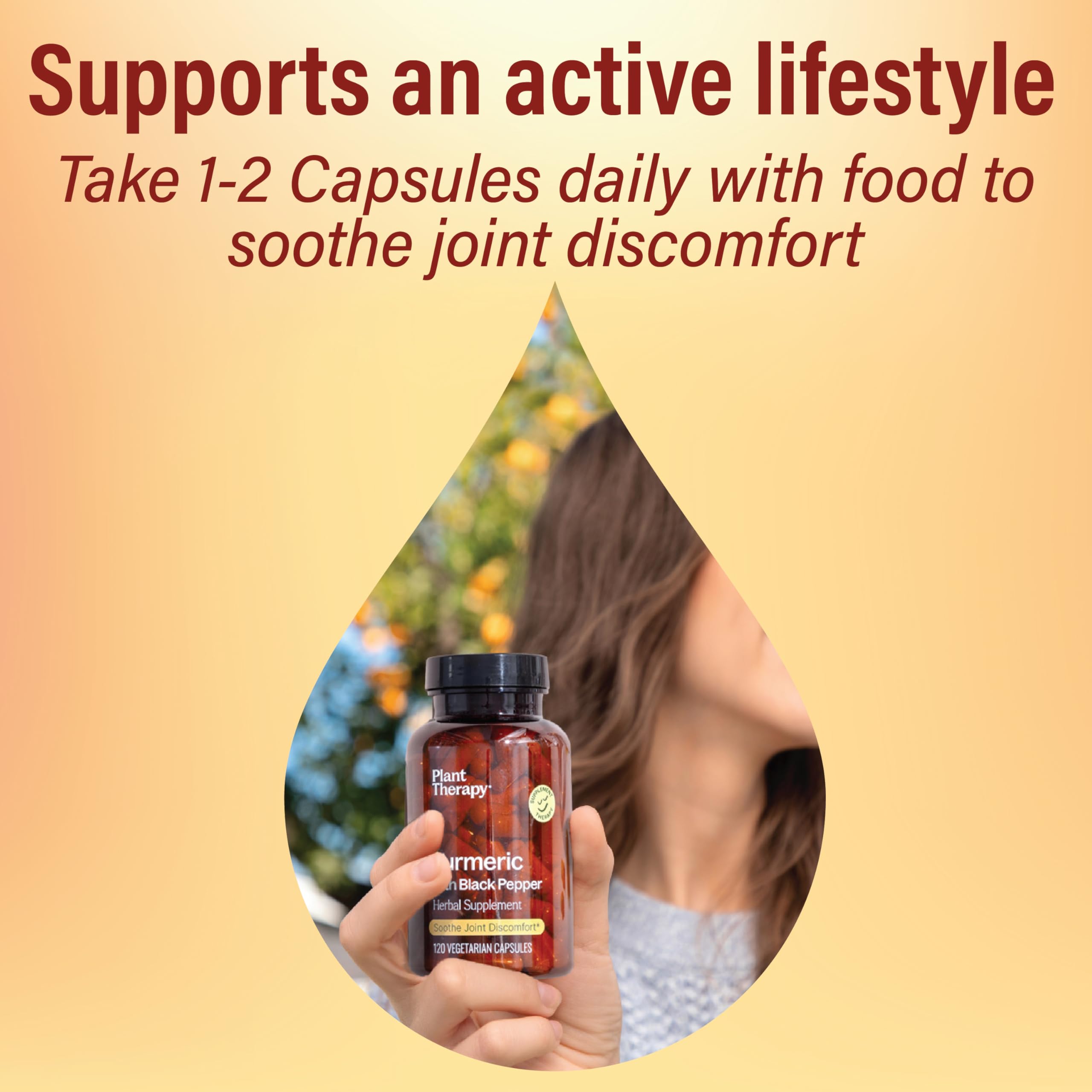 Plant Therapy turmeric root powder container suggesting immune and digestive support options.